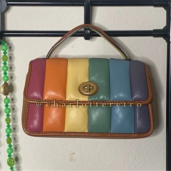 Coach Pride Collection • Quilted Rainbow Turnlock Clutch 20 - Picture 3 of 13
